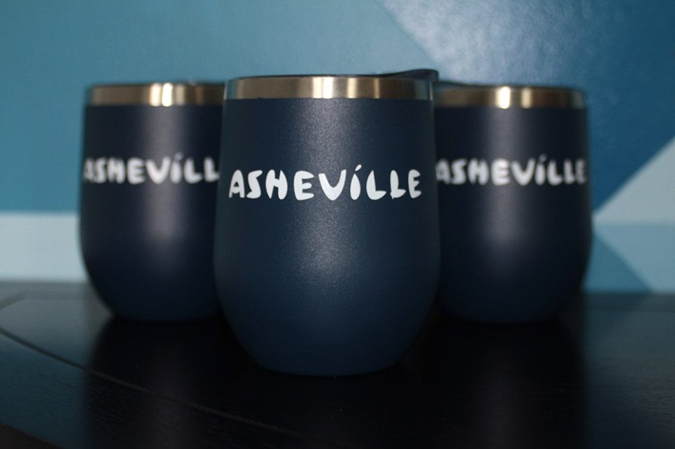 Navy Blue Asheville Logo Promotional Tumblers