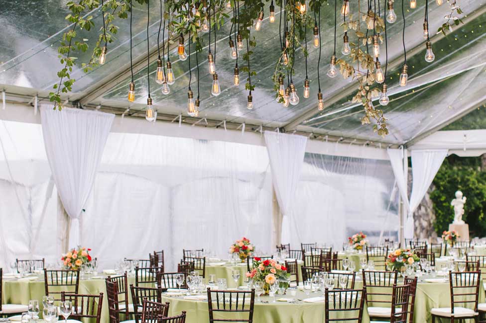 Formal Dinner under Garden Lights with Fresh Floral Decor at Biltmore Estate